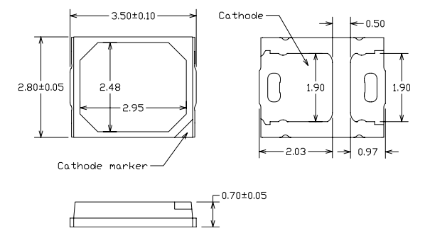 Mechanical Drawing - Lumileds LUXEON 2835 CrispColor Technology™ LEDs